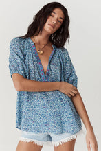 Load image into Gallery viewer, Love Jetty Short Sleeve Blouse- Blue Nirvana