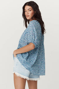 Love Jetty Short Sleeve Blouse- Blue Nirvana