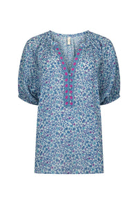 Love Jetty Short Sleeve Blouse- Blue Nirvana