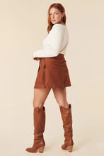 Load image into Gallery viewer, Rider Suede Wrap Mini Skirt in Tobacco