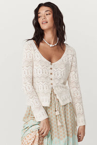 Siesta Pointelle Cardigan- Daisy