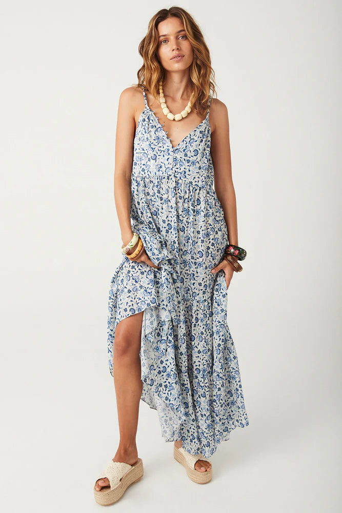 Sunshine Bandit Strappy Gown- Chambray