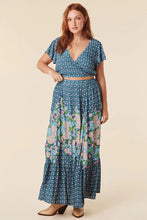 Load image into Gallery viewer, Yellow Rose Maxi Skirt in Cornflower Blue