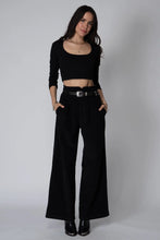 Load image into Gallery viewer, Corduroy Knotch Waist Pant- Black