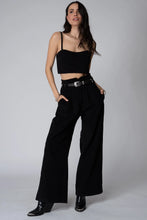 Load image into Gallery viewer, Corduroy Knotch Waist Pant- Black