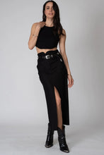 Load image into Gallery viewer, Stretch Linen Cargo Knotch Waist Maxi Skirt