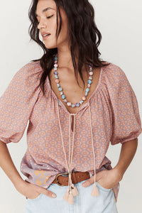 Sweet Nothings Short Sleeve Blouse- Sugar Plum