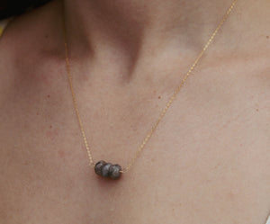 Labradorite Tri Stone Gold Necklace