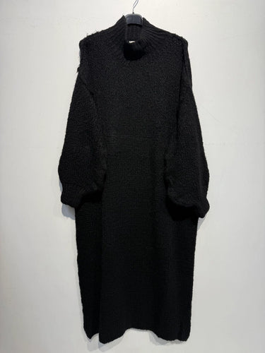 Long Knit Dress w Alpaca- Black