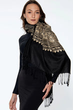 Load image into Gallery viewer, Vimala Black &amp; Gold Scarf