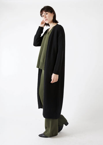 Open Long Cardigan- Black