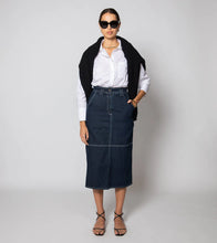 Load image into Gallery viewer, Sue Midi Skirt- Dark Denim