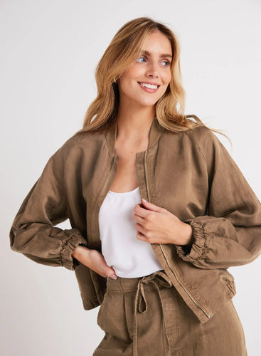 Chloe Clean Bomber Jacket- Topaz Brown