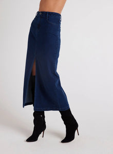 Gia Front Slit Maxi Skirt- Indigo Twilight Wash