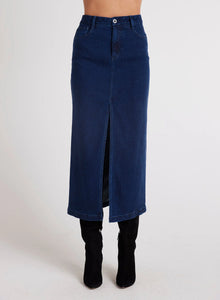 Gia Front Slit Maxi Skirt- Indigo Twilight Wash