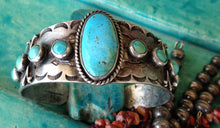 Load image into Gallery viewer, Fred Harvey Era Turquoise Cuff