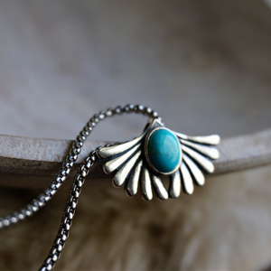 Prayer Turquoise Silver Necklace