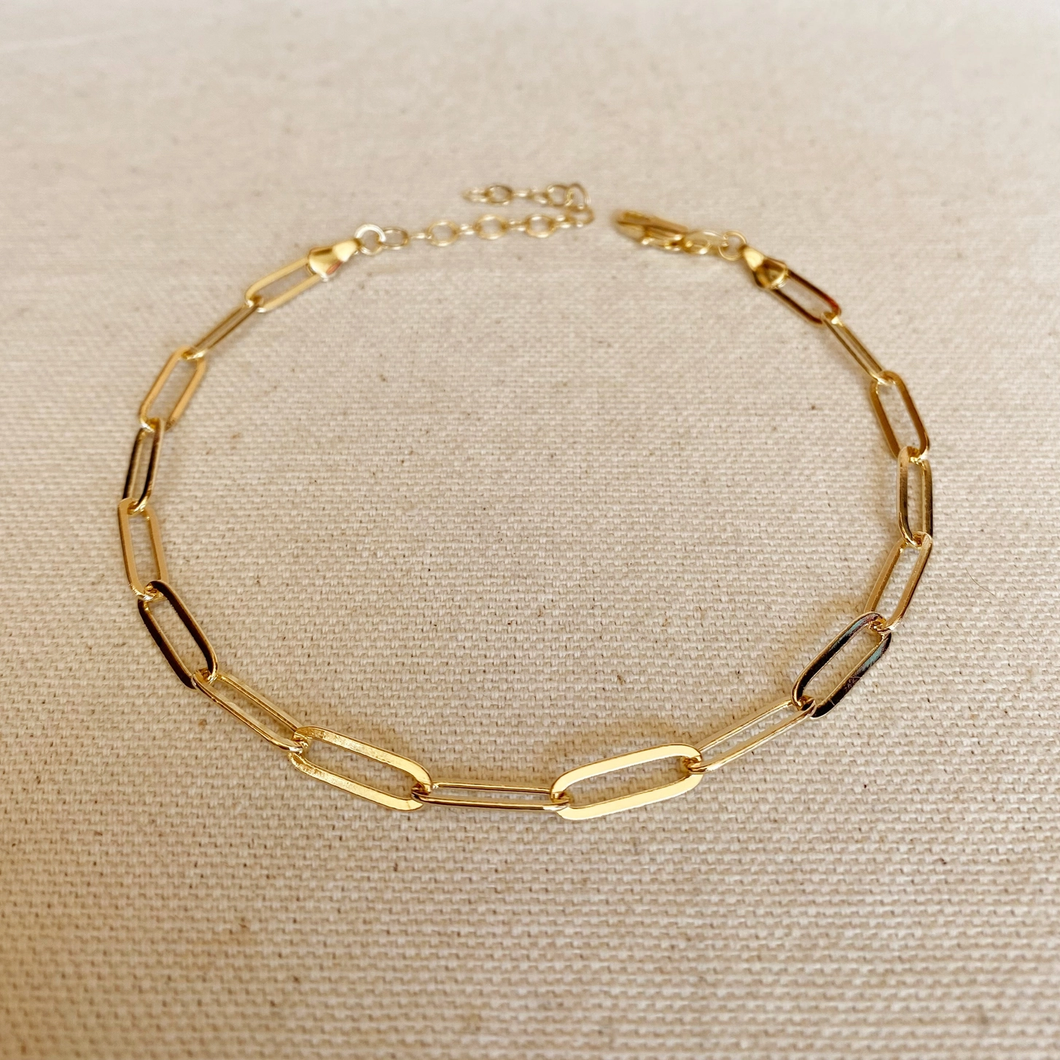 18k Gold Filled Classic Paperclip Chain Anklet