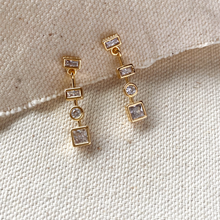 Load image into Gallery viewer, 18k Gold Fill  Dangling CZ Earrings