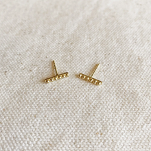 Load image into Gallery viewer, 18k Gold Filled Beaded Bar Stud Earrings