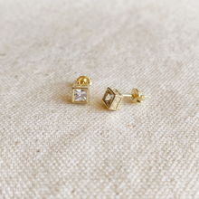 Load image into Gallery viewer, 18k Gold Filled Squared Stud Earring with Detailed Bezel