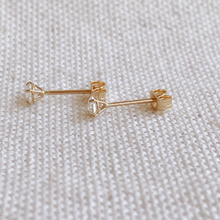 Load image into Gallery viewer, 14k Solid Gold 3mm Cubic Zirconia Stud Earrings