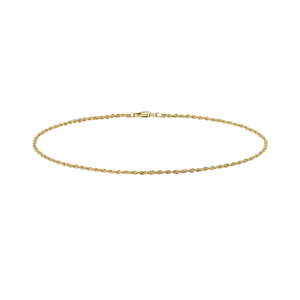 10K Gold Diamond Cut Rope Chain Anklet