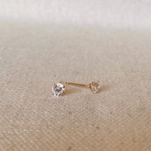 Load image into Gallery viewer, 14k Solid Gold 4mm Cubic Zirconia Stud Earrings