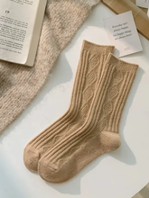 Load image into Gallery viewer, Knitted Cashmere Crew Socks Dark Khaki