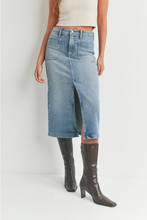 Load image into Gallery viewer, Utility Pocket Jean Midi Skirt