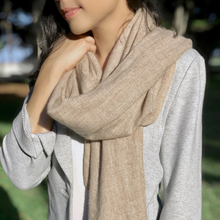 Load image into Gallery viewer, Beige Handloom Cashmere Scarf