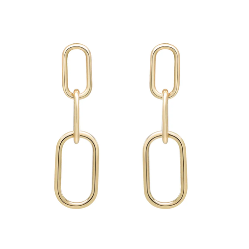 10K Solid Gold Paperclip Drop Studs