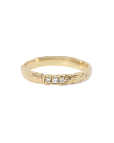 Solid Gold Diamond Wide Gold Band Ring