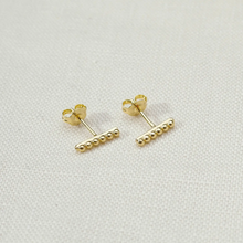 Load image into Gallery viewer, 18k Gold Filled Beaded Bar Stud Earrings