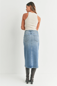 Utility Pocket Jean Midi Skirt