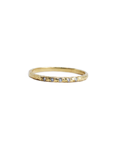 Solid Gold Textured Diamond Band Gold Ring