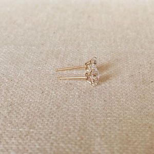 14k Solid Gold Round 5mm Cubic Zirconia Stud Earrings