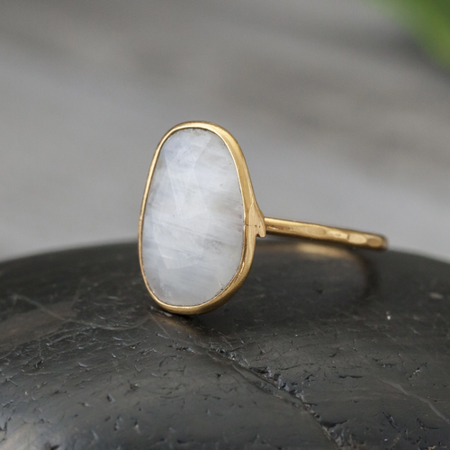 Faceted Moonstone Stone Ring