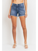 Load image into Gallery viewer, Mid Rise Distress Fray Hem Shorts