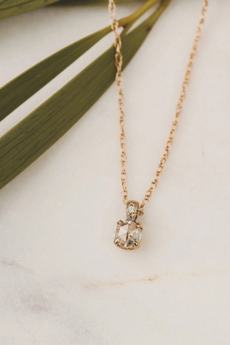 Solid Gold Rose Cut Moissanite Necklace