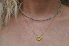 Load image into Gallery viewer, Aquamarine Heishi Gold Necklace