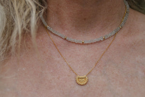Aquamarine Heishi Gold Necklace