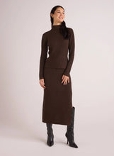 Load image into Gallery viewer, Knit Skirt w/ Side Slit- Heather Brown