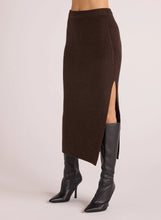 Load image into Gallery viewer, Knit Skirt w/ Side Slit- Heather Brown