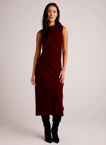 Mock Neck Halter Dress- Winter Rouge