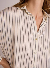 Load image into Gallery viewer, Oversized Button Down Shirt- Ivory Lurex Stripe