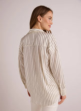 Load image into Gallery viewer, Oversized Button Down Shirt- Ivory Lurex Stripe