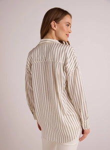 Oversized Button Down Shirt- Ivory Lurex Stripe