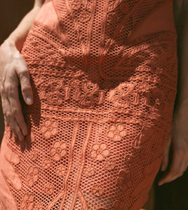 Shelby Crochet Midi Dress- Apricot