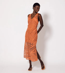 Shelby Crochet Midi Dress- Apricot